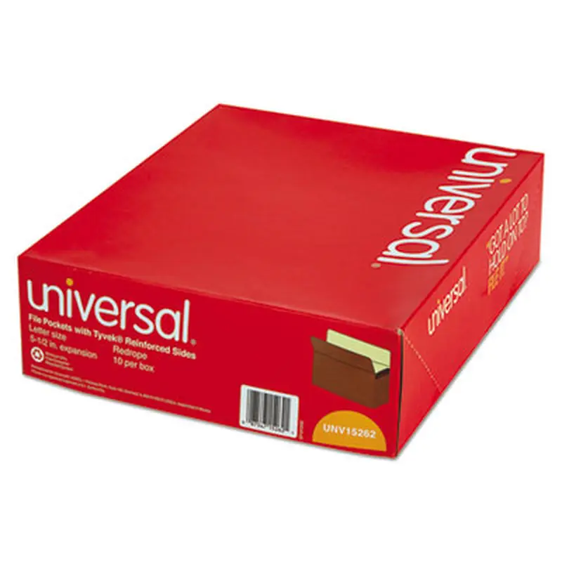 Redrope Expanding File Pockets, 5.25" Expansion, Letter Size, Redrope, 10/Box - File Jackets/Sleeves/Wallets | Universal