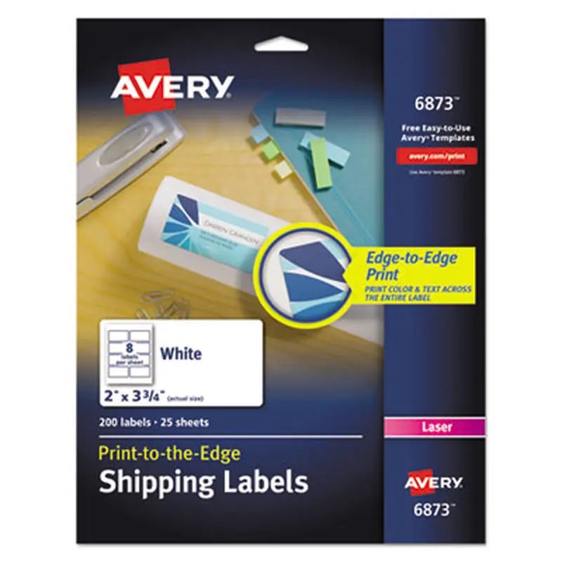 Vibrant Laser Color-Print Labels w/ Sure Feed, 2 x 3.75, White, 200/PK - Shipping & Mailing Labels | Avery