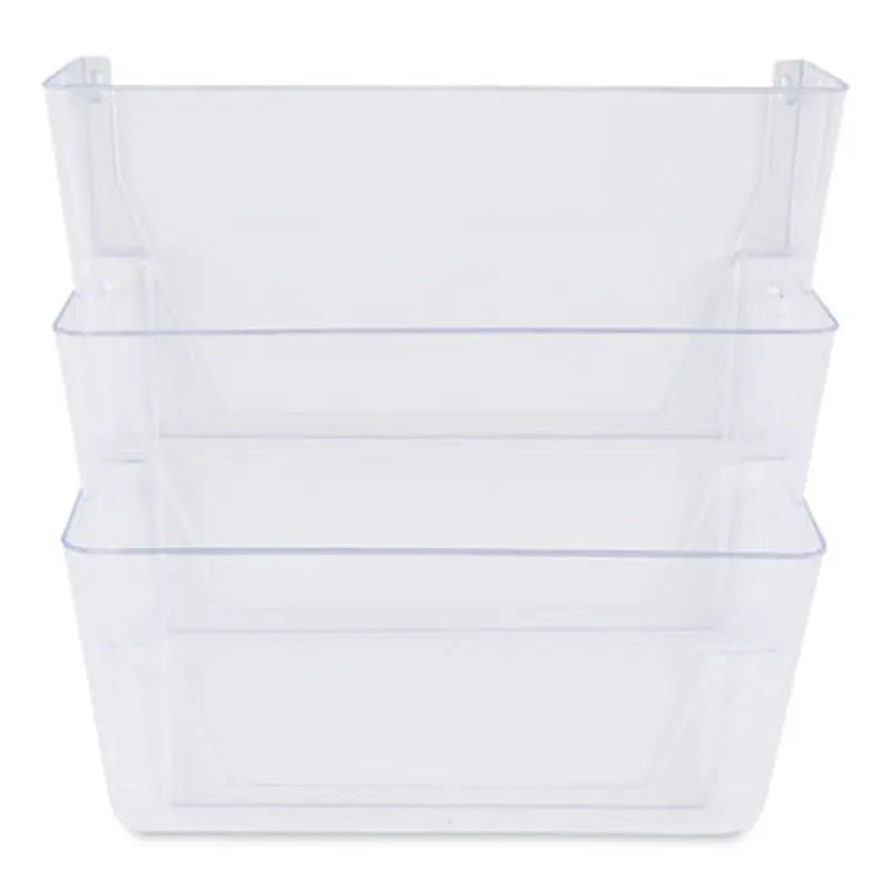 Wall Files, 3 Sections, Letter Size, 13" x 4" x 14", Clear, 3/Set - Hanging File Systems | Universal