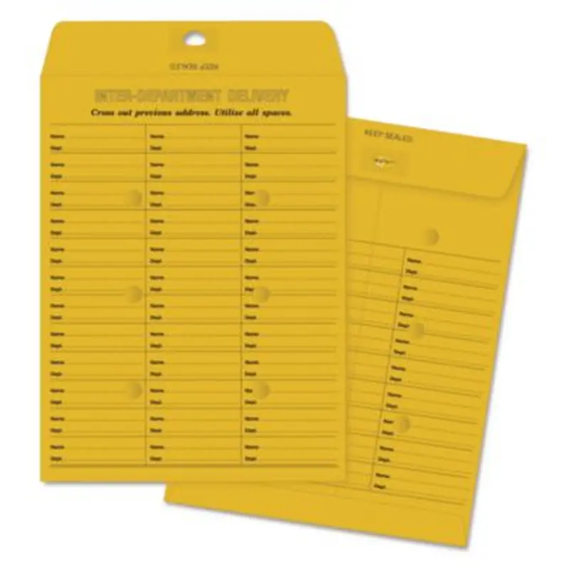 Brown Kraft Redi-Tac Box-Style Interoffice Envelope, #97, Two-Sided Three-Column Format, 10 x 13, Brown Kraft, 100/Box - Interoffice Envelopes | Quality Park