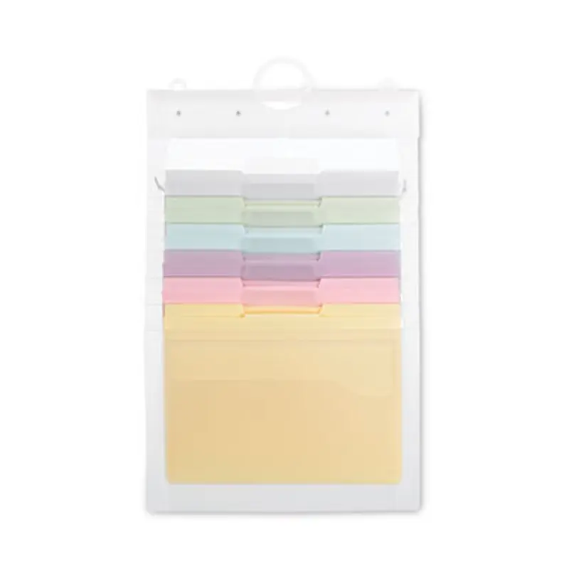 Cascading Wall Organizer, 6 Sections, Letter Size, 14.25" x 24.25", Blue, Clear, Gray, Green, Orange, Pink, Purple - Hanging File Systems | Smead