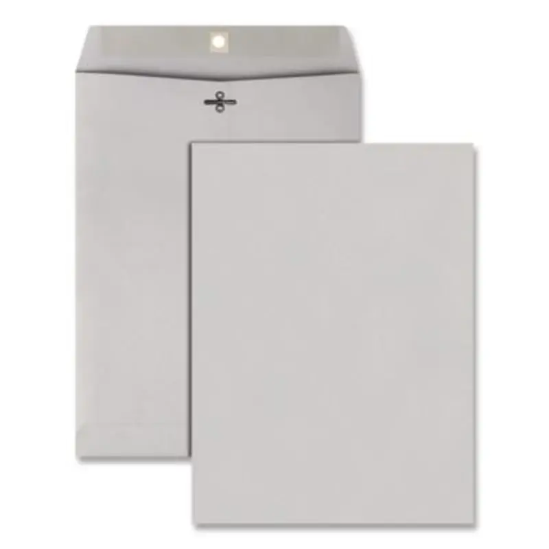 Clasp Envelope, 28 lb Bond Weight Kraft, #90, Square Flap, Clasp/Gummed Closure, 9 x 12, Executive Gray, 100/Box - Storage Envelopes | Quality Park
