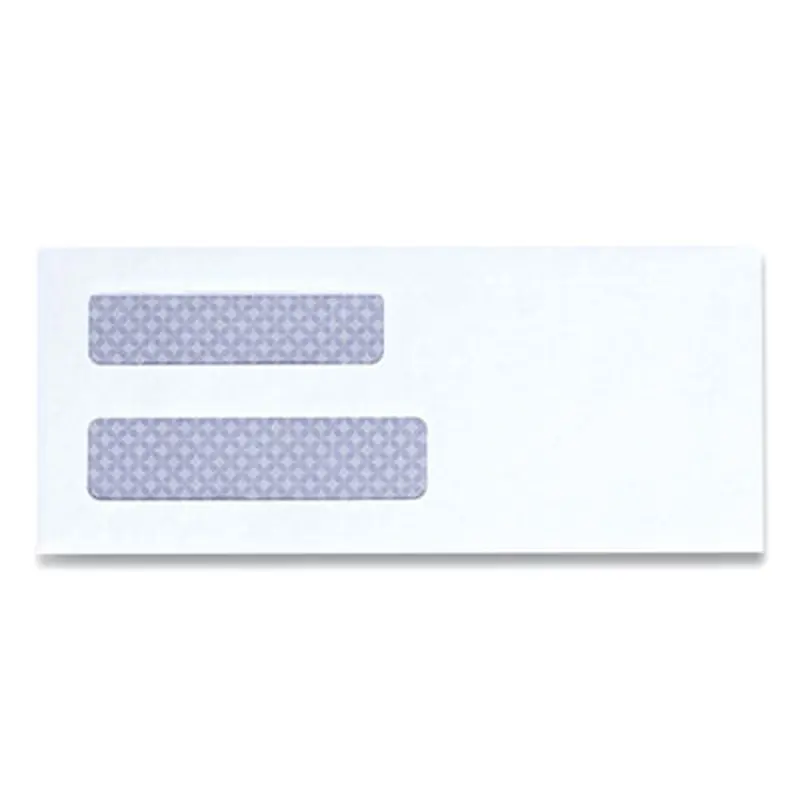 Double Window Business Envelope, #8 5/8, Square Flap, Self-Adhesive Closure, 3.63 x 8.63, White, 500/Box - Business Envelopes | Universal