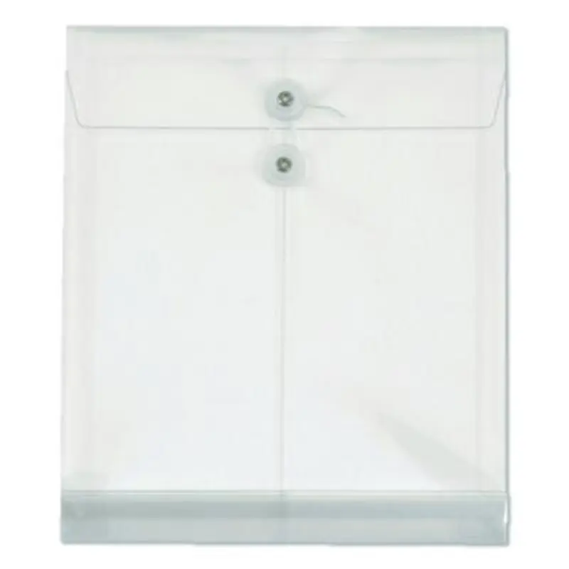 Poly Document File, String and Button Closure, 9.75" w, Clear, 5/Pack - Storage Envelopes | Pendaflex