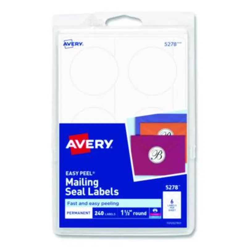 Printable Mailing Seals, 1.5" dia, White, 6/Sheet, 40 Sheets/Pack - Labels | Avery