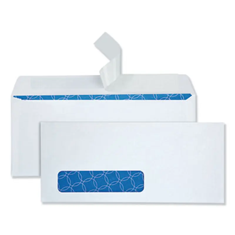 Security Envelope, Address Window, #10, Commercial Flap, Redi-Strip Adhesive Closure, 4.13 x 9.5, White, 500/Box - Business Envelopes | Quality Park