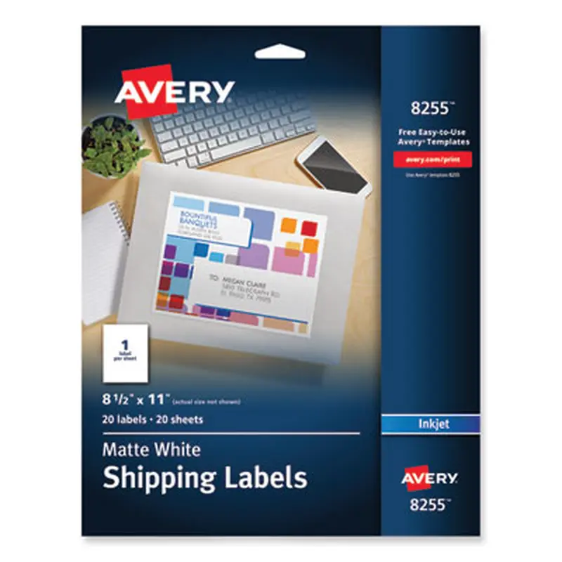 Full-Sheet Vibrant Inkjet Color-Print Labels, 8.5 x 11, Matte White, 20/Pack - Shipping & Mailing Labels | Avery