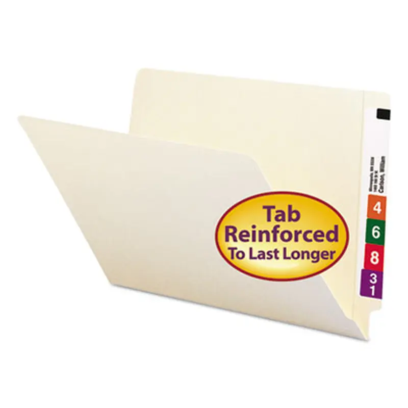 Heavyweight Manila End Tab Folders, 9.5" High Front, Reinforced Straight Tabs, Legal Size, 0.75" Expansion, Manila, 100/Box - File Folders | Smead
