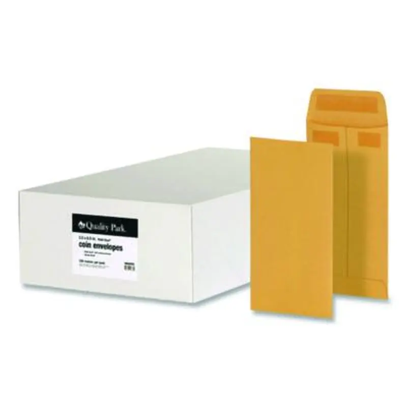 Redi-Seal Coin and Small Parts Envelope, #7, Cheese Blade Flap, Redi-Seal Adhesive Closure, 3.5 x 6.5, Kraft Brown, 500/Box - Coin & Key Envelopes | Quality Park