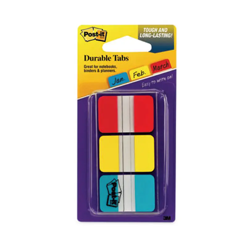 1" Plain Solid Color Tabs, 1/5-Cut, Assorted Primary Colors, 1" Wide, 66/Pack - File Inserts/Tabs | Post-it Tabs
