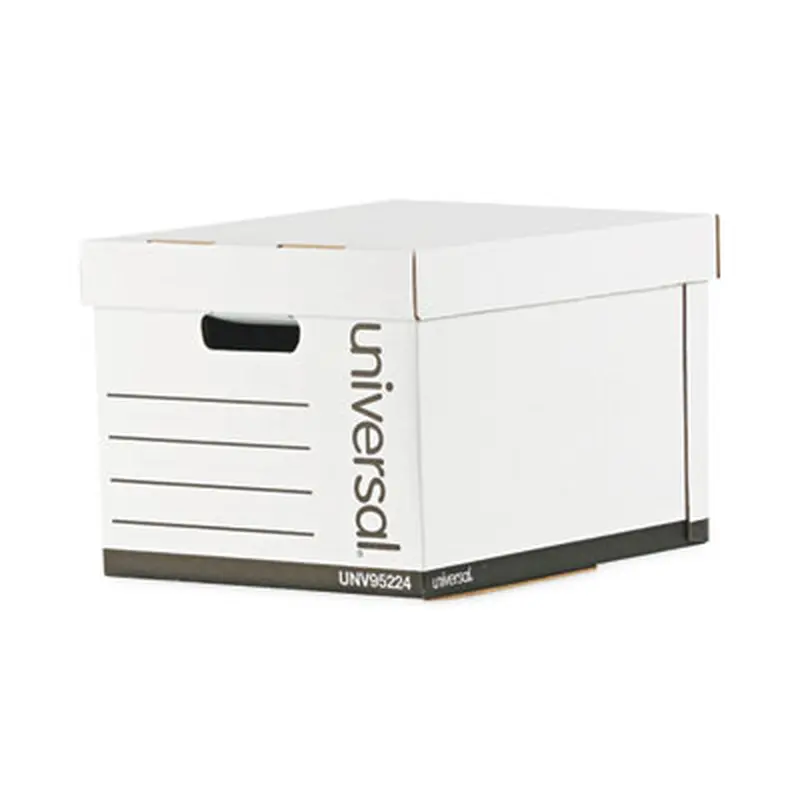 Heavy-Duty Fast Assembly Lift-Off Lid Storage Box, Letter/Legal Files, White, 12/Carton - File Boxes | Universal