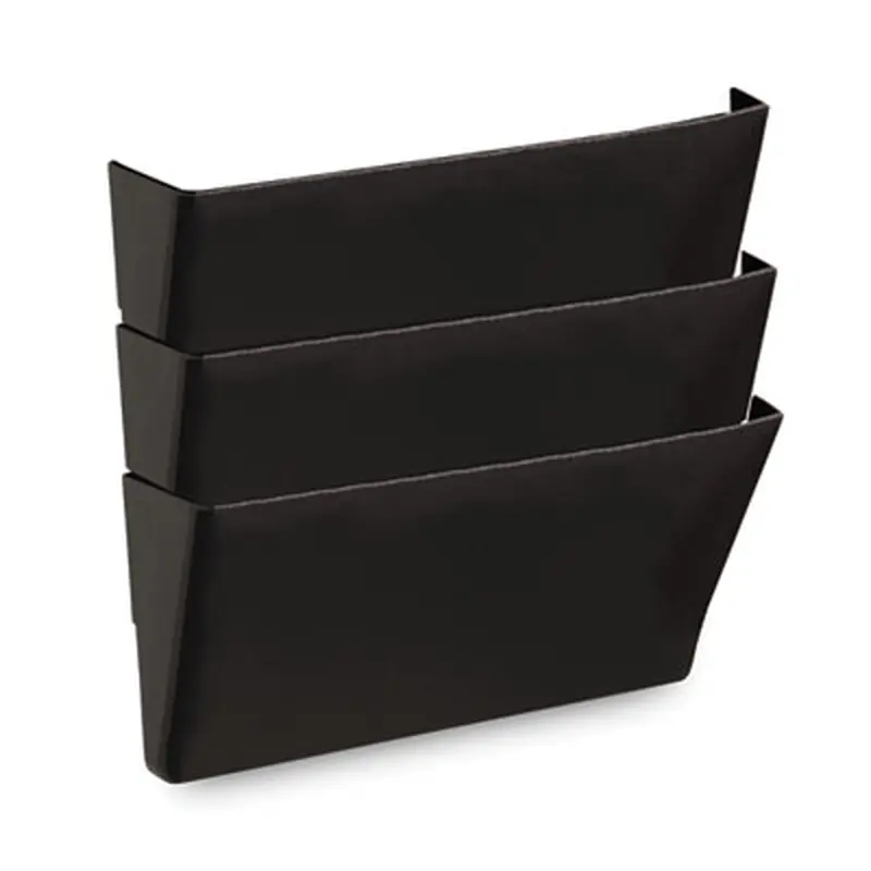 Wall File Pockets, 3 Sections, Letter Size,13" x 4.13" x 14.5", Black, 3/Pack - Hanging File Systems | Universal