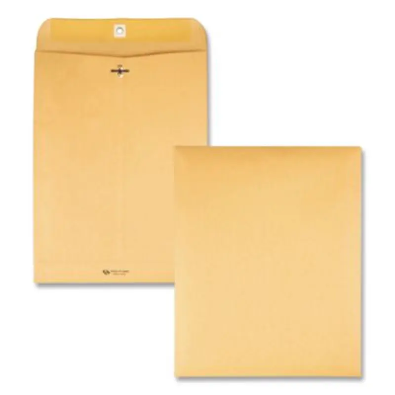 Clasp Envelope, 28 lb Bond Weight Kraft, #94, Square Flap, Clasp/Gummed Closure, 9.25 x 14.5, Brown Kraft, 100/Box - Storage Envelopes | Quality Park