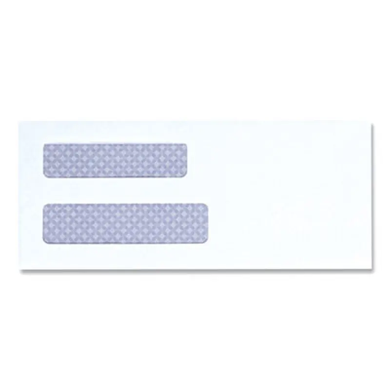 Double Window Business Envelope, #8 5/8, Square Flap, Gummed Closure, 3.63 x 8.88, White, 500/Box - Business Envelopes | Universal