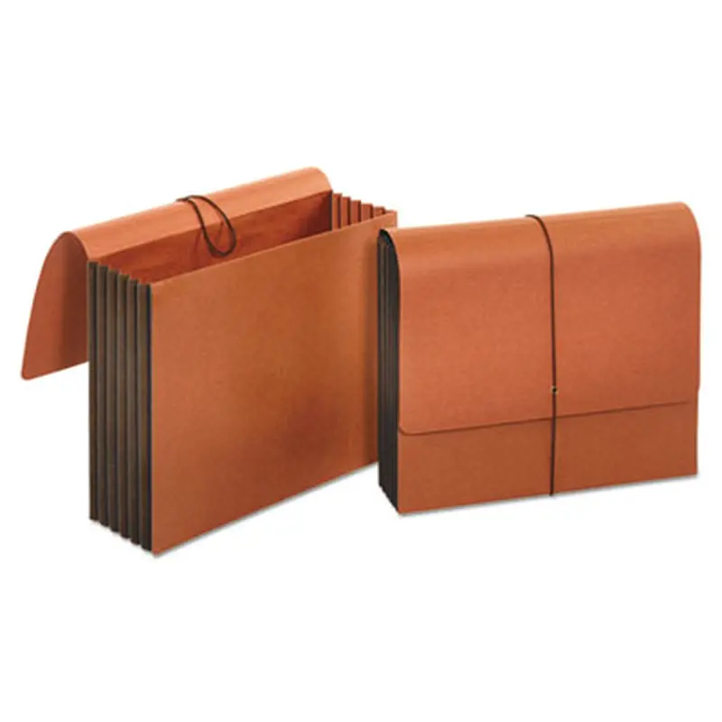 Extra Wide Expanding Wallets, 5.25" Expansion, 1 Section, Elastic Cord Closure, Letter Size, Redrope - File Jackets/Sleeves/Wallets | Universal