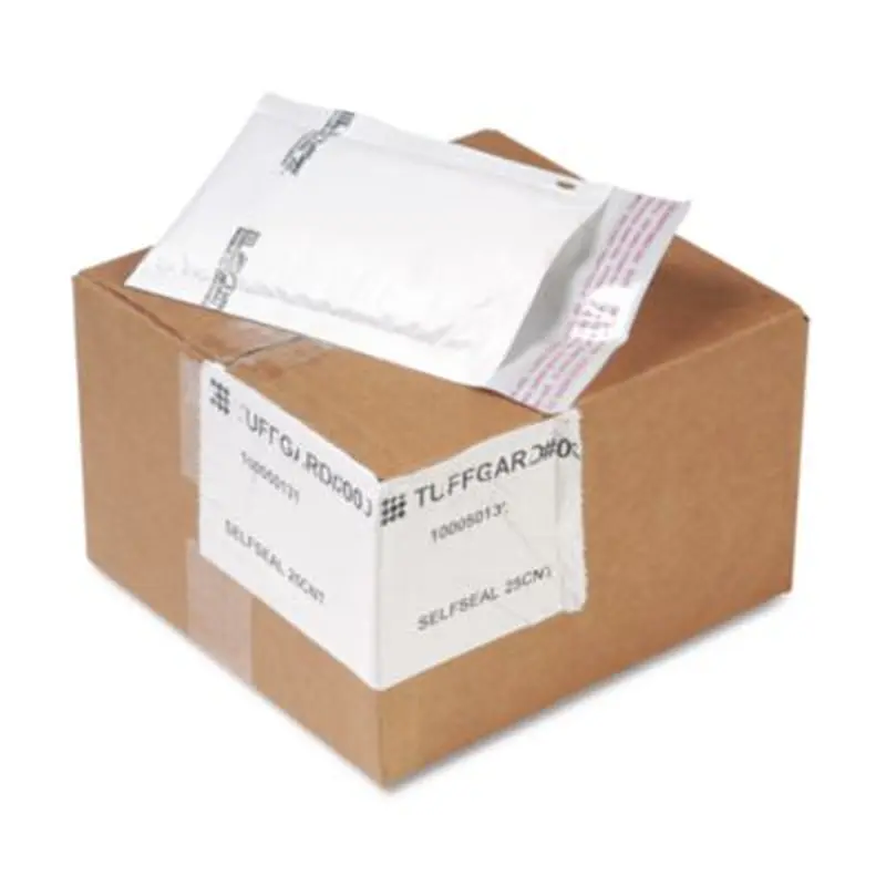 Jiffy TuffGard Self-Seal Cushioned Mailer, #000, Barrier Bubble Air Cell Cushion, Self-Adhesive Closure, 4 x 8, White, 25/CT - Envelopes & Mailers | Sealed Air