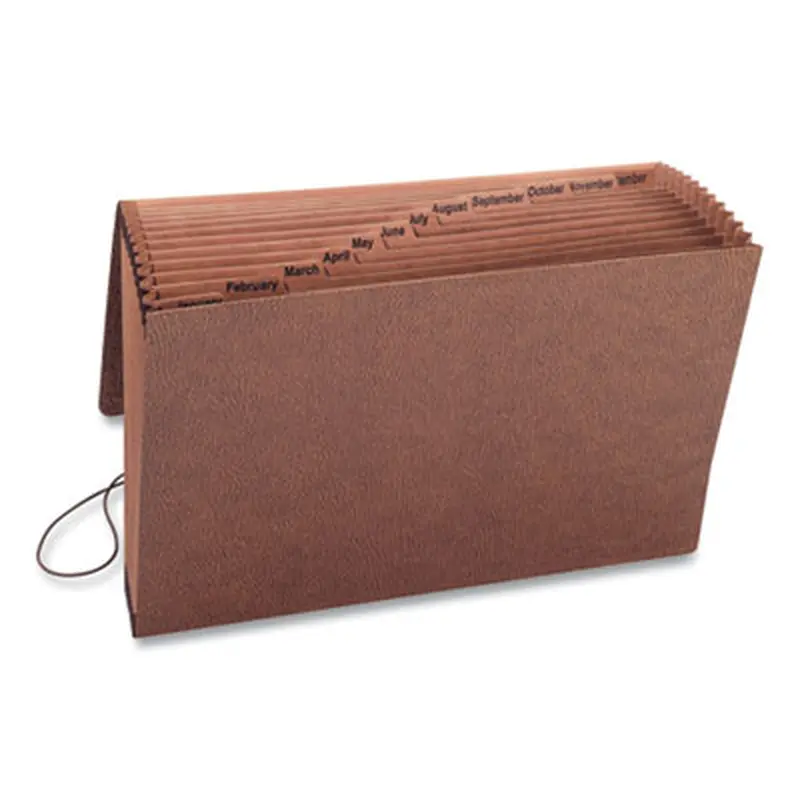 TUFF Expanding Wallet, 12 Sections, Elastic Cord Closure, 1/12-Cut Tabs, Legal Size, Redrope - File Jackets/Sleeves/Wallets | Smead