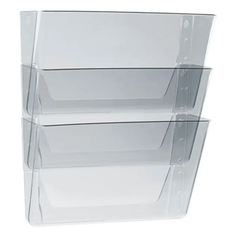 Wall File, 3 Sections, Letter Size, 13" x 4" x 14", Clear, 3/Set - Hanging File Systems | Storex