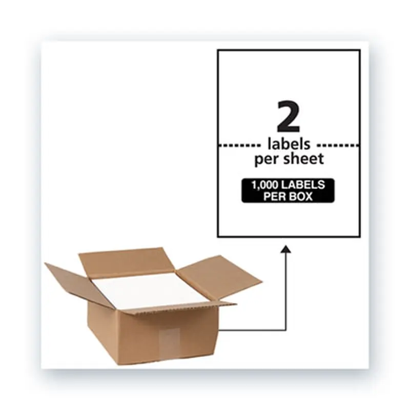 Waterproof Shipping Labels with TrueBlock Technology, Laser Printers, 5.5 x 8.5, White, 2/Sheet, 500 Sheets/Box - Shipping & Mailing Labels | Avery
