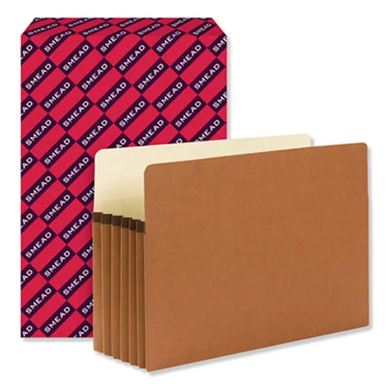 Redrope Drop Front File Pockets, 5.25" Expansion, Legal Size, Redrope, 50/Box - File Jackets/Sleeves/Wallets | Smead