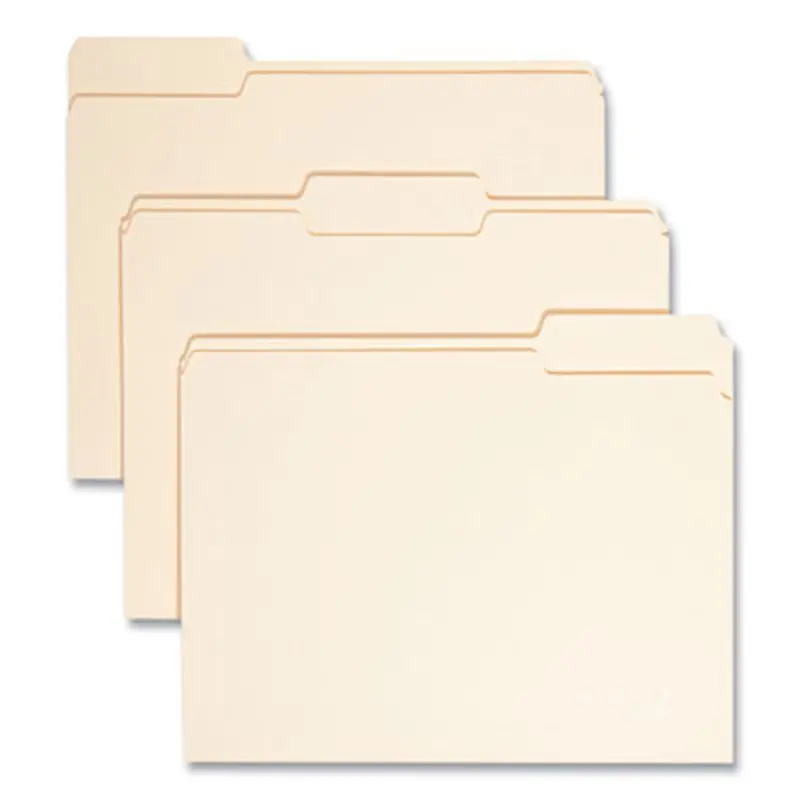 Top Tab File Folders with Antimicrobial Product Protection, 1/3-Cut Tabs: Assorted, Letter, 0.75" Expansion, Manila, 100/Box - File Folders | Smead