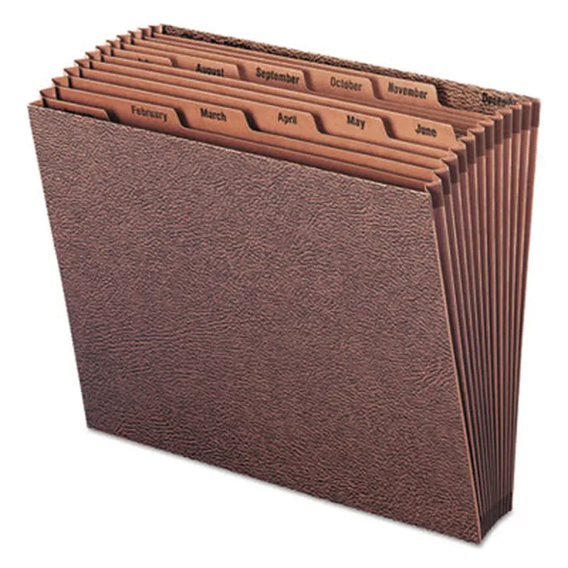 TUFF Expanding Open-Top Stadium File, 12 Sections, 1/12-Cut Tabs, Letter Size, Redrope - File Jackets/Sleeves/Wallets | Smead