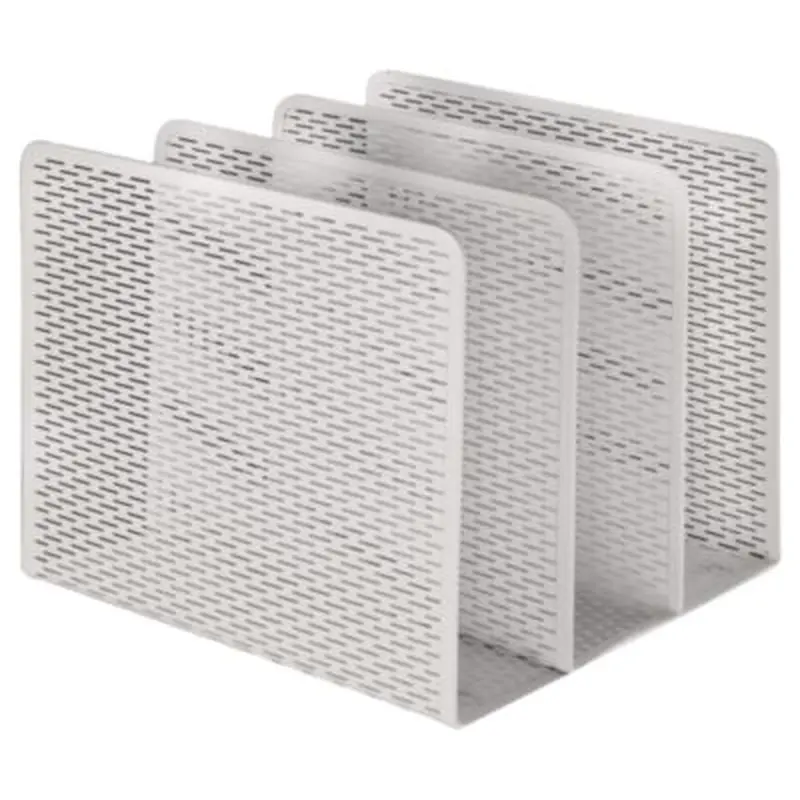 Urban Collection Punched Metal File Sorter, 3 Sections, Letter Size Files, 8" x 8" x 7.25", White - Desktop Document Racks & Sorters | Artistic