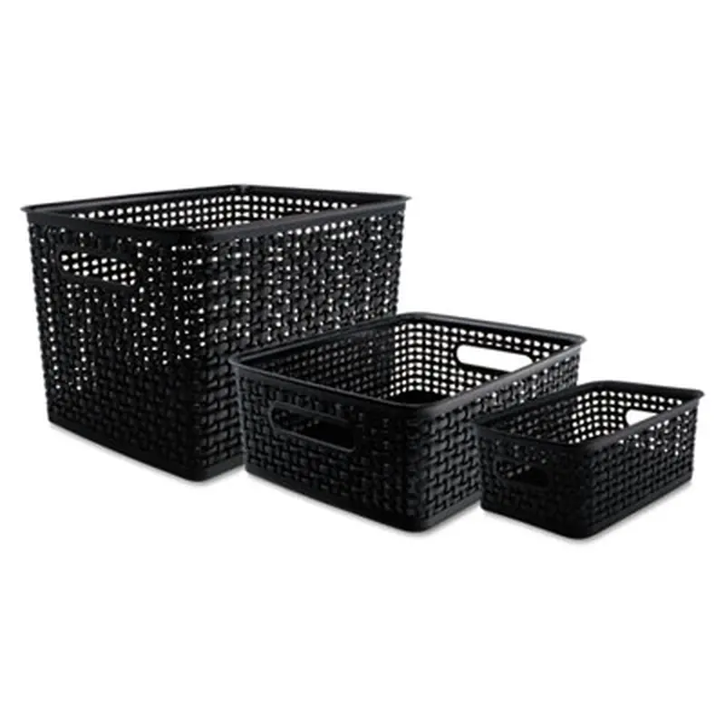 Weave Bins, 13.63 x 10.75 x 9, Black, 3/Pack - File Boxes | Advantus
