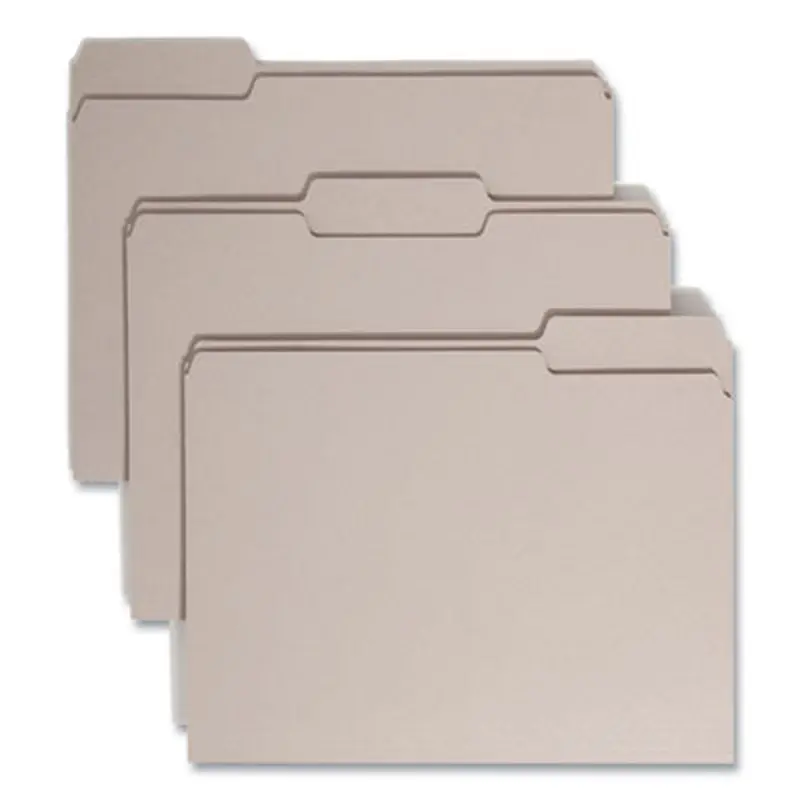 Colored File Folders, 1/3-Cut Tabs: Assorted, Letter Size, 0.75" Expansion, Gray, 100/Box - File Folders | Smead