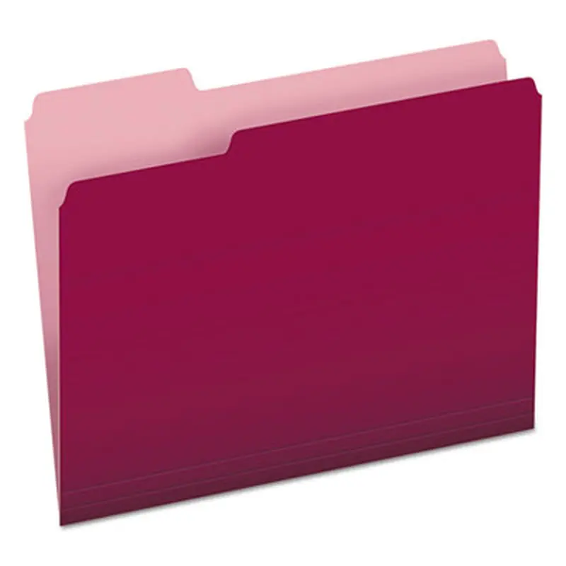 Colored File Folders, 1/3-Cut Tabs: Assorted, Letter Size, Burgundy/Light Burgundy, 100/Box - File Folders | Pendaflex