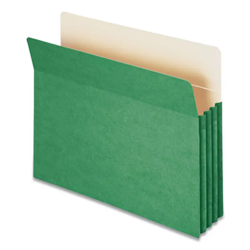 Colored File Pockets, 3.5" Expansion, Letter Size, Green - File Jackets/Sleeves/Wallets | Smead