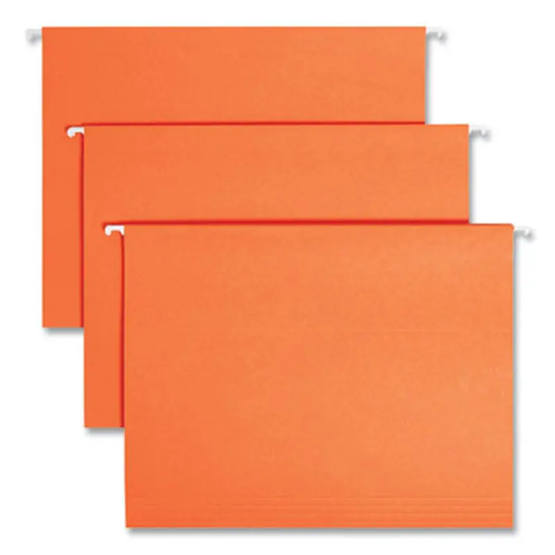 Colored Hanging File Folders with 1/5 Cut Tabs, Letter Size, 1/5-Cut Tabs, Orange, 25/Box - Hanging File Folders | Smead