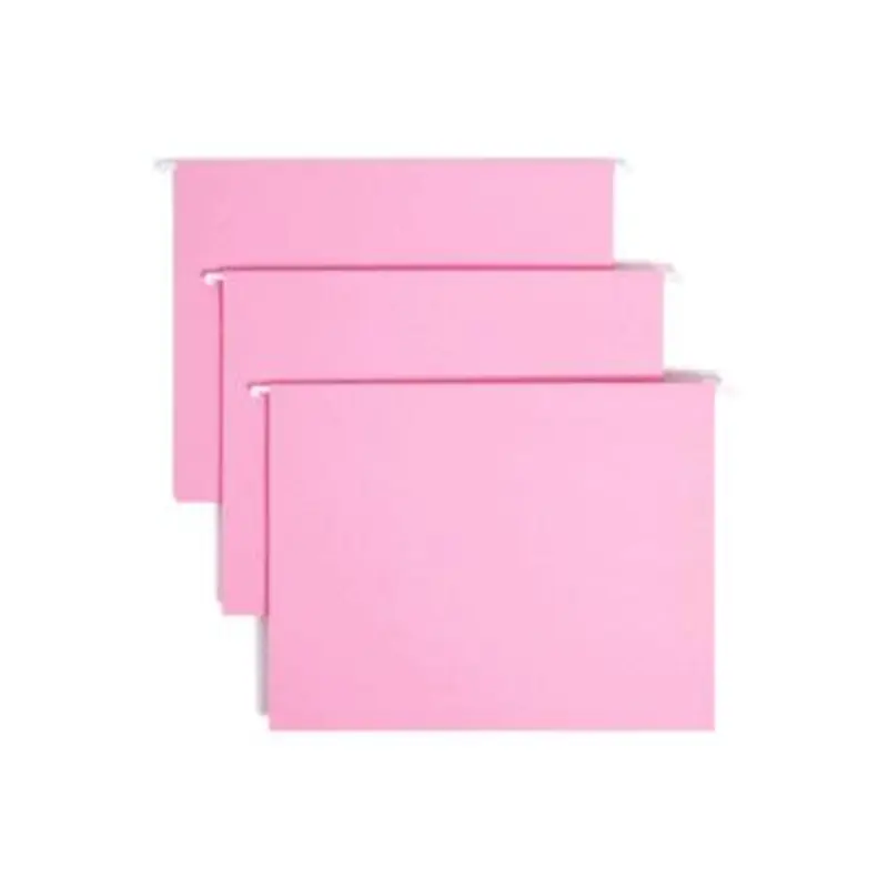 Colored Hanging File Folders with 1/5 Cut Tabs, Letter Size, 1/5-Cut Tabs, Pink, 25/Box - Hanging File Folders | Smead