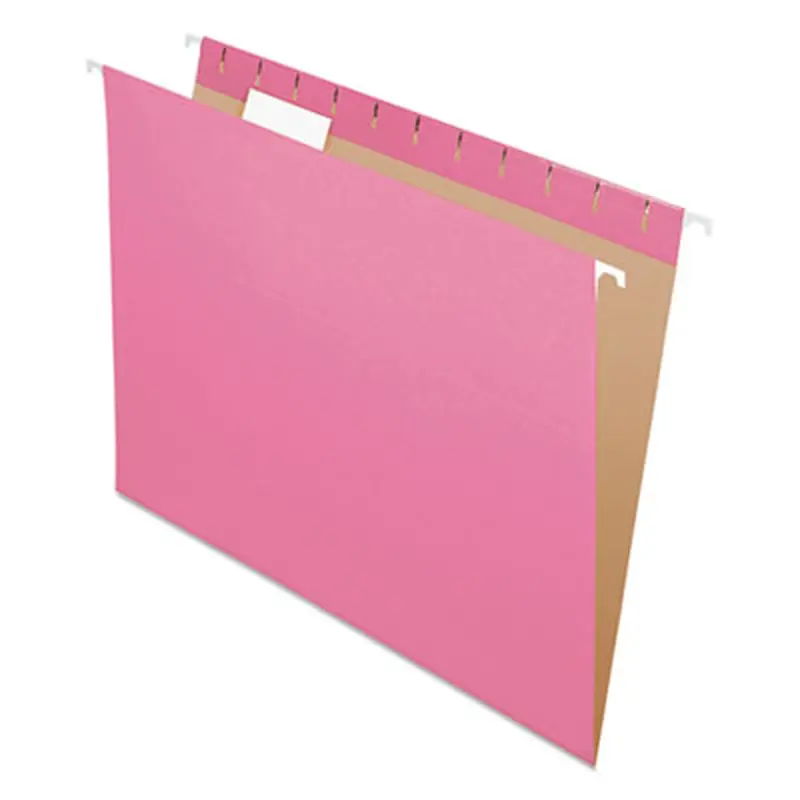 Colored Hanging Folders, Letter Size, 1/5-Cut Tabs, Pink, 25/Box - Hanging File Folders | Pendaflex