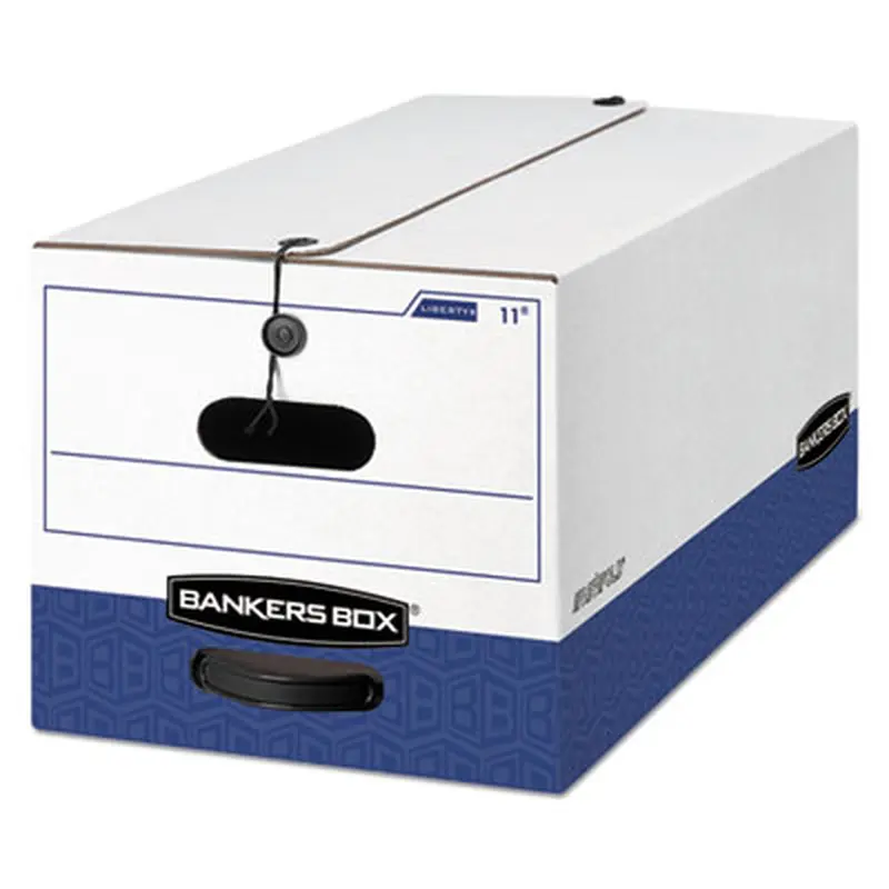 LIBERTY Heavy-Duty Strength Storage Boxes, Letter Files, 12.25" x 24.13" x 10.75", White/Blue, 12/Carton - File Boxes | Bankers Box
