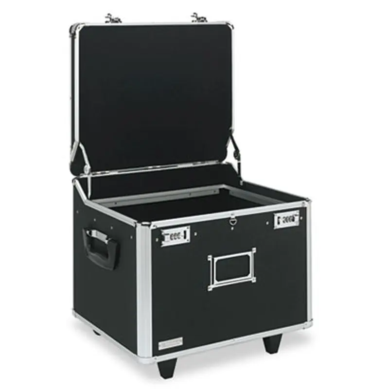 Locking Mobile File Chest, Letter/Legal Files, 17.5" x 15.5" x 14.5", Black/Chrome - File Boxes | Vaultz