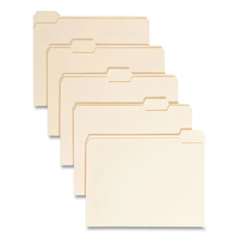 Manila File Folders, 1/5-Cut Tabs: Assorted, Letter Size, 0.75" Expansion, Manila, 100/Box - File Folders | Smead