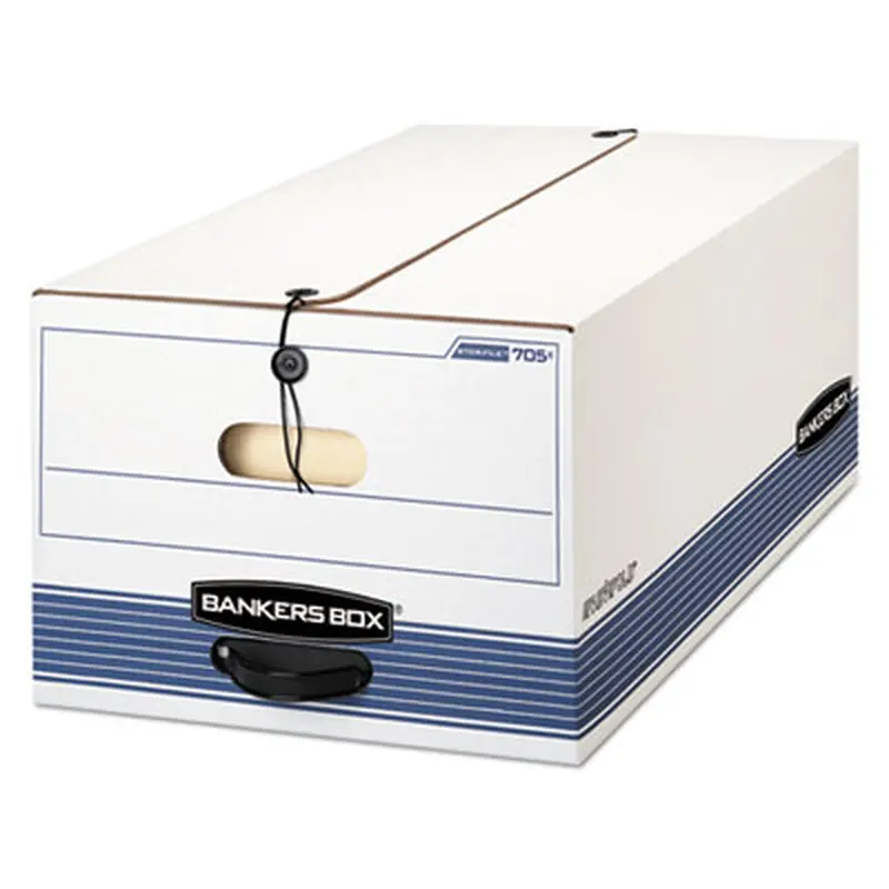 STOR/FILE Medium-Duty Strength Storage Boxes, Legal Files, 15.25" x 24.13" x 10.75", White/Blue, 12/Carton - File Boxes | Bankers Box