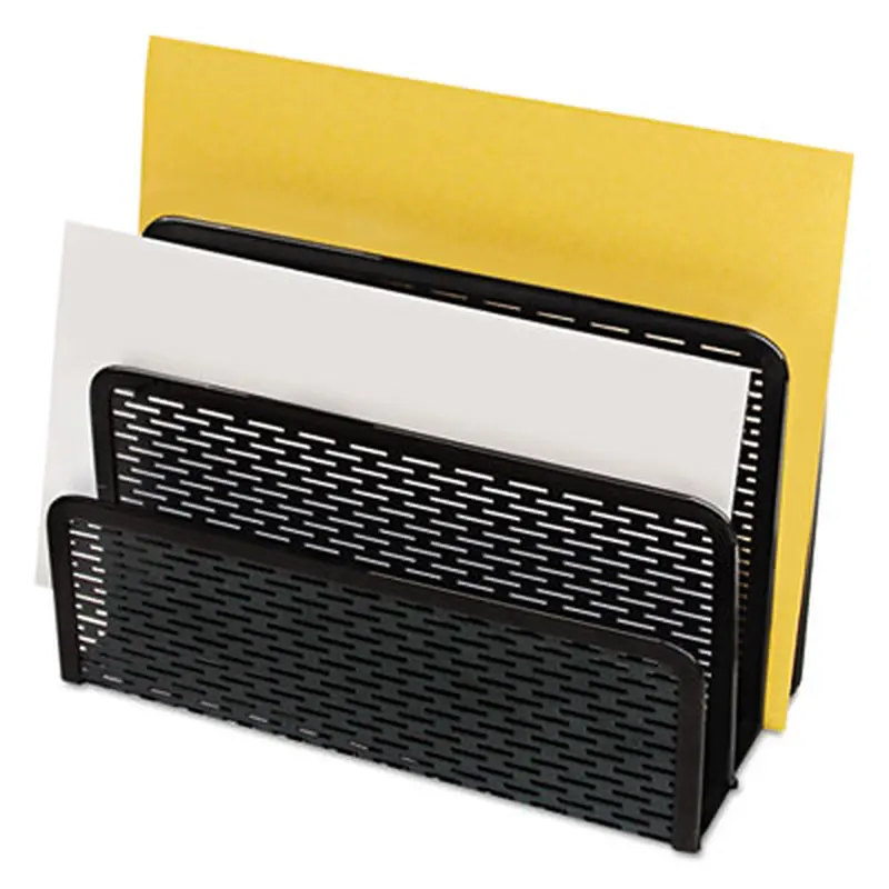 Urban Collection Punched Metal Letter Sorter, 3 Sections, DL to A6 Size Files, 6.5" x 3.25" x 5.5", Black - Desktop File Folder Sorters | Artistic
