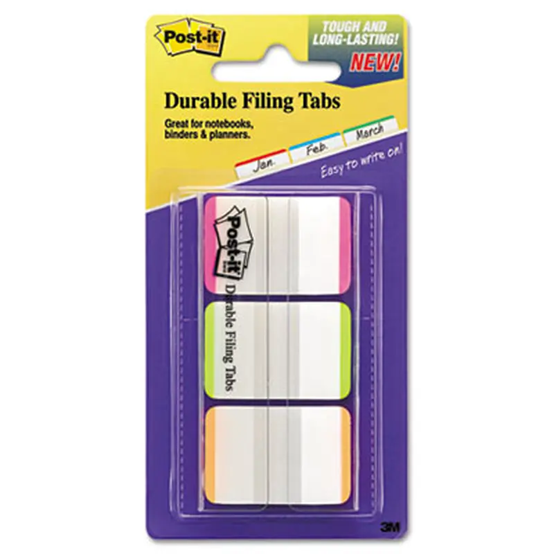 1" Lined Tabs, 1/5-Cut, Assorted Bright Colors, 1" Wide, 66/Pack - File Inserts/Tabs | Post-it Tabs