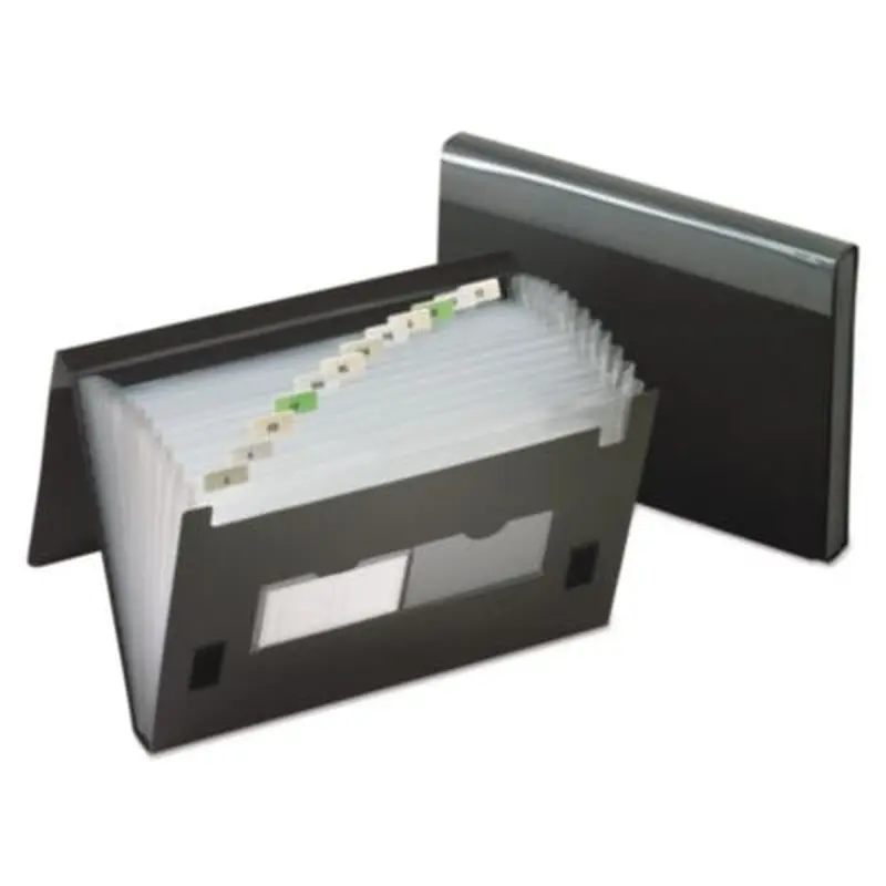 13-Pocket File, 4" Expansion, 13 Sections, Hook/Loop Closure, 1/12-Cut Tabs, Letter Size, Black - File Jackets/Sleeves/Wallets | Pendaflex