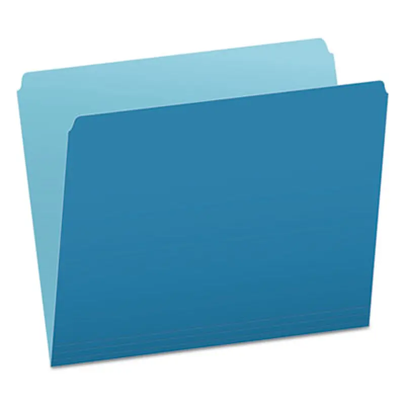 Colored File Folders, Straight Tabs, Letter Size, Blue/Light Blue, 100/Box - File Folders | Pendaflex