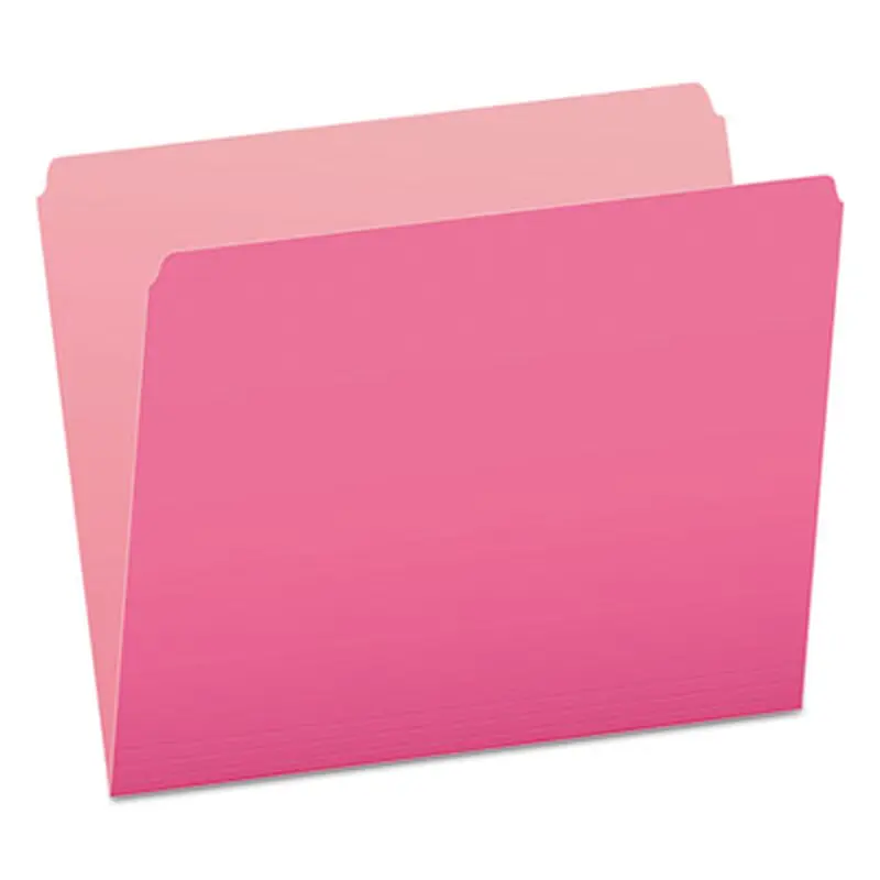 Colored File Folders, Straight Tabs, Letter Size, Pink/Light Pink, 100/Box - File Folders | Pendaflex