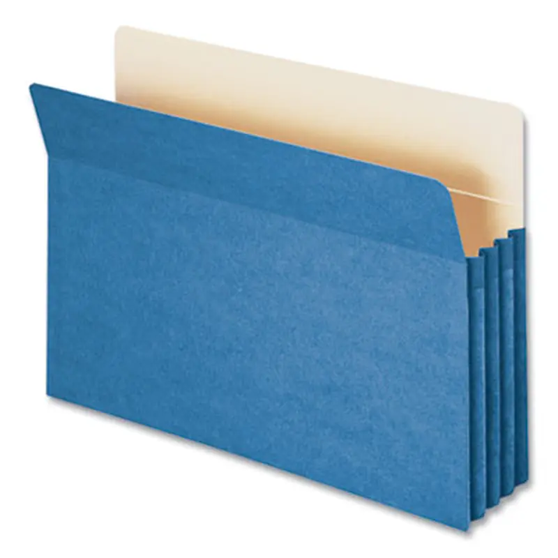 Colored File Pockets, 3.5" Expansion, Legal Size, Blue - File Jackets/Sleeves/Wallets | Smead
