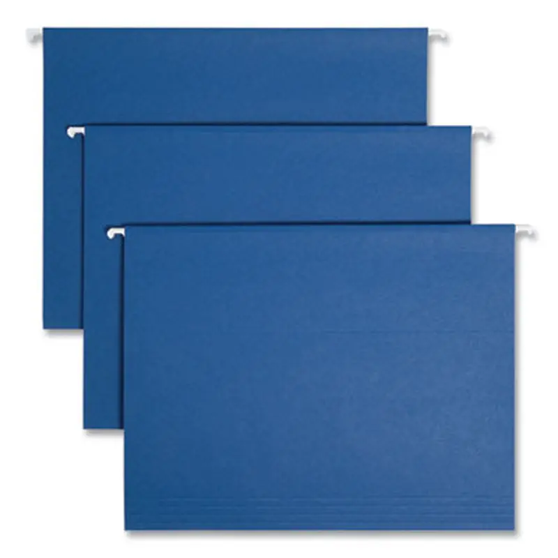 Colored Hanging File Folders with 1/5 Cut Tabs, Letter Size, 1/5-Cut Tabs, Navy, 25/Box - Hanging File Folders | Smead