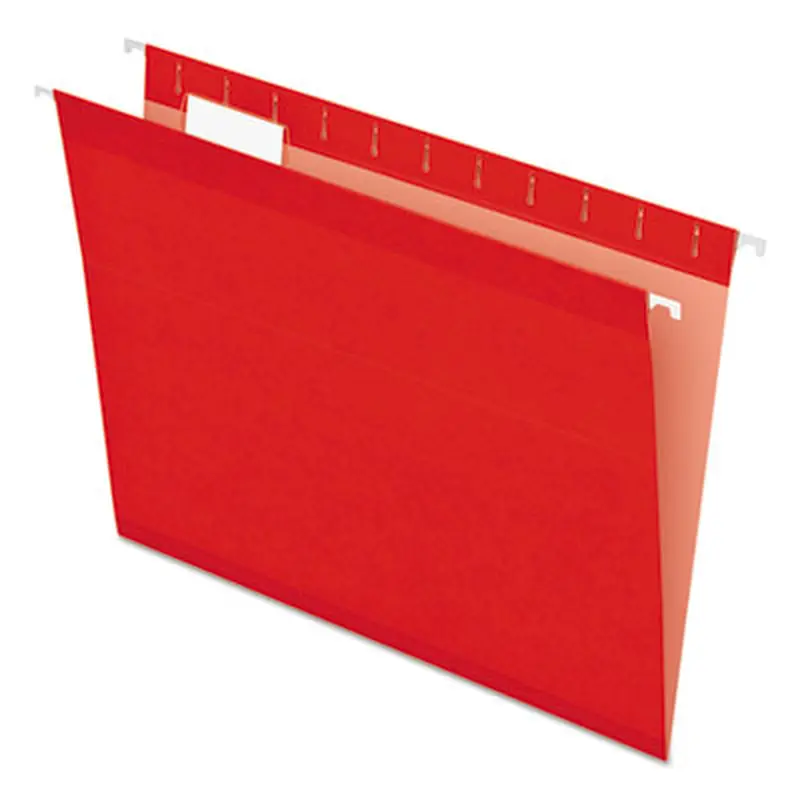 Colored Reinforced Hanging Folders, Letter Size, 1/5-Cut Tabs, Red, 25/Box - Hanging File Folders | Pendaflex