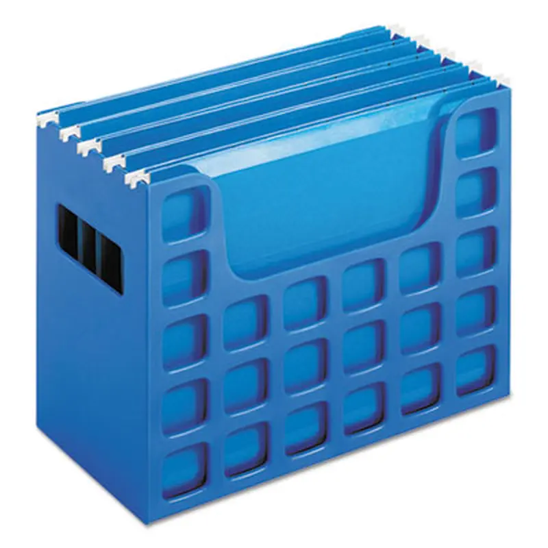 Desktop File With Hanging Folders, Letter Size, 6" Long, Blue - Hanging File Folder Racks | Pendaflex