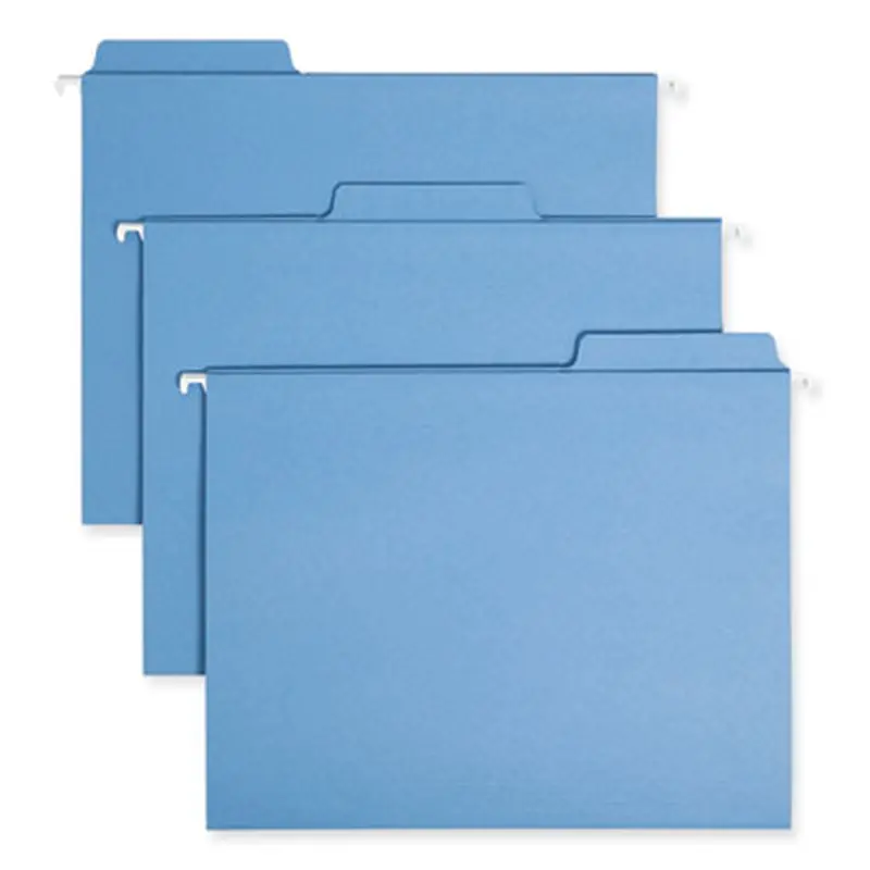 FasTab Hanging Folders, Letter Size, 1/3-Cut Tabs, Blue, 20/Box - Hanging File Folders | Smead