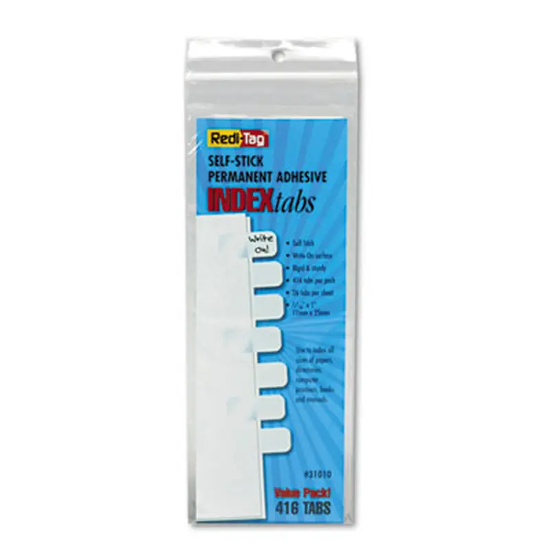 Legal Index Tabs, Customizable: Handwrite Only, 1/5-Cut, White, 1" Wide, 416/Pack - File Inserts/Tabs | Redi-Tag