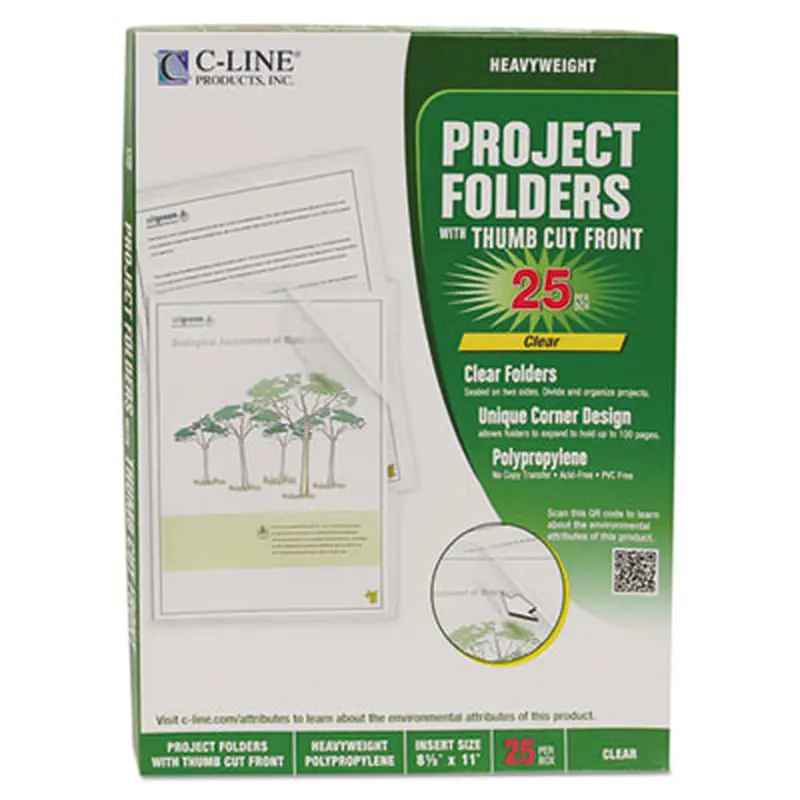 Specialty Project Folders, Letter Size, Clear, 25/Box - Project Folders | C-Line
